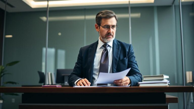 advogado explicando direitos de aposentados no exterior sobre ICMS e a Derrota do IR de 25% em escritório elegante