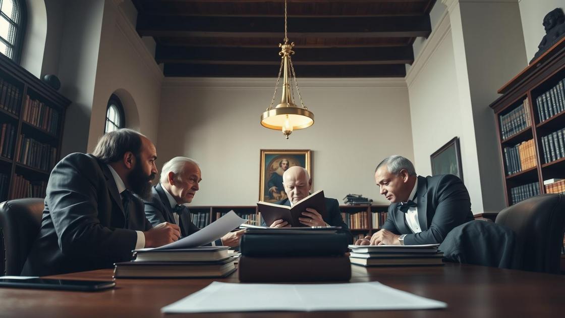 Herdeiros discutindo restituição do IR de aposentados falecidos com advogado em escritório, tema: Herdeiros podem solicitar restituição do IR de aposentados falecidos.