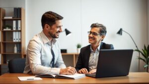 Advogado auxiliando cliente aposentado em home office sobre mudanças nas normas tributárias após decisão do STF.