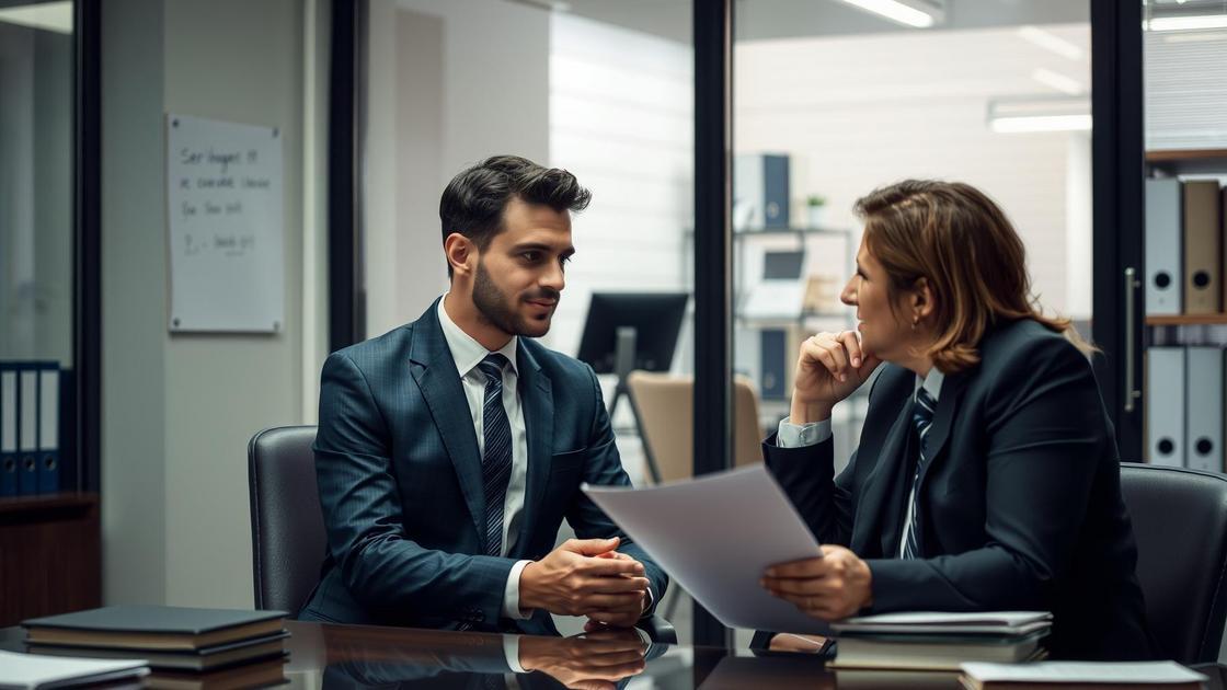 Servidor público aposentado conversando com advogado sobre a decisão do STF sobre o IR de 25% para aposentados no exterior